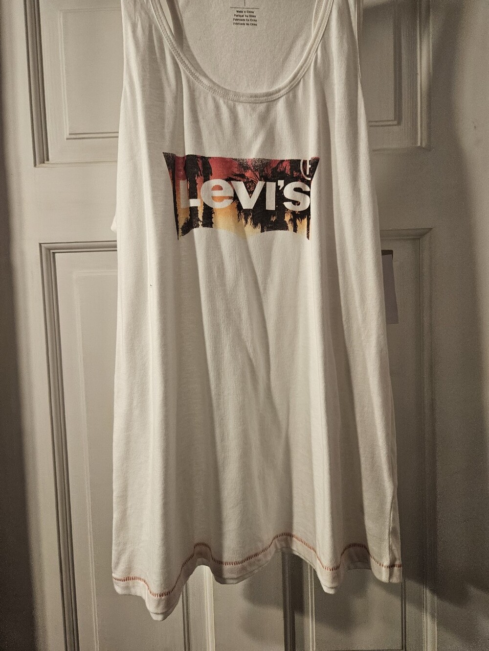 Levi's White Tank with Sunset Gradient Logo